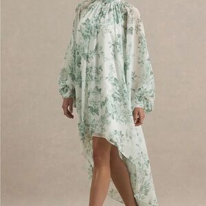 Club L London High Low Floral Dress - White and Green